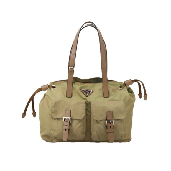 Pre Loved Prada Tessuto Medium ToteShoulder Bag Women Beige Shoulder Bags - Picture 2 of 8